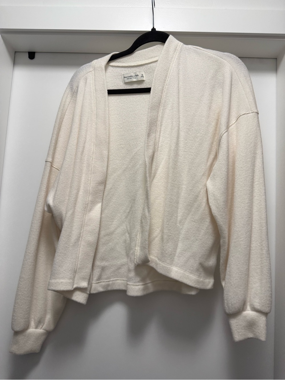 Abercrombie & Fitch Cream Open-Front Lightweight Cardigan
